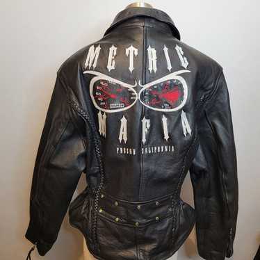 Vintage Leather Motorcycle Jacket Womens Med Leath