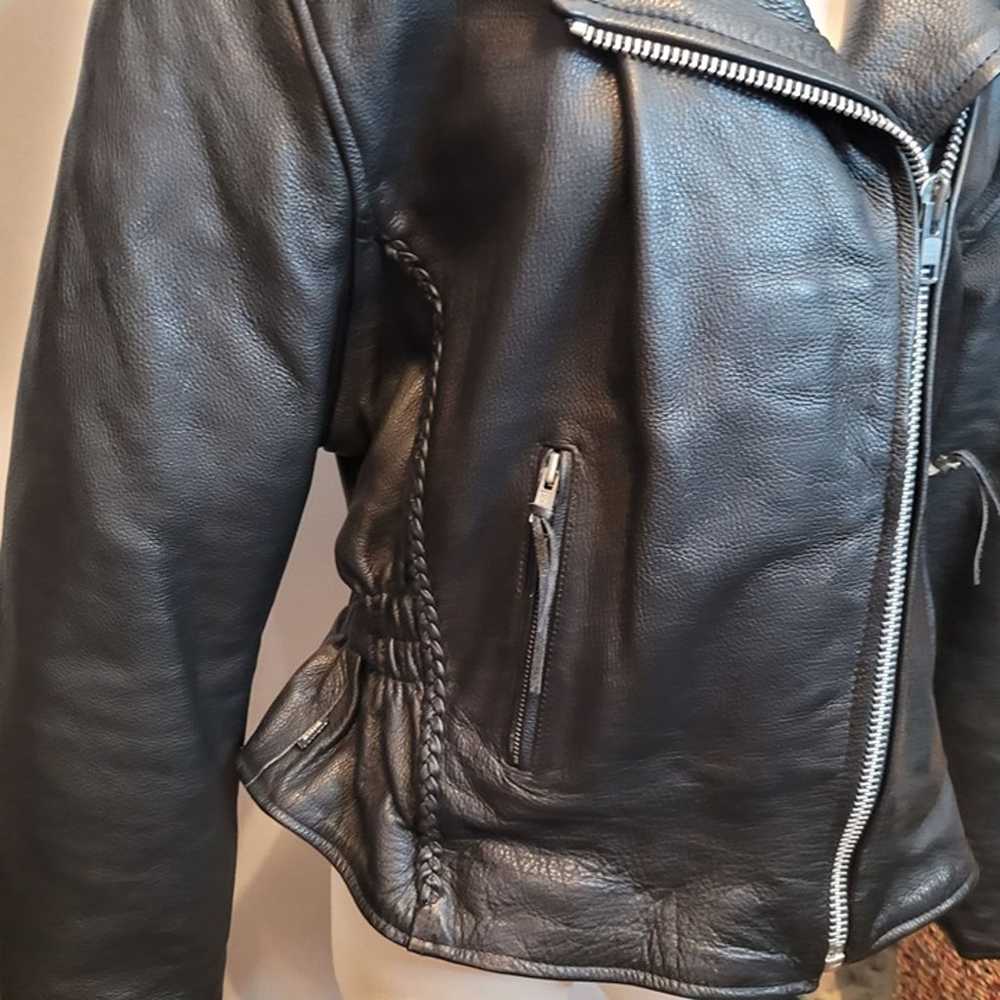 Vintage Leather Motorcycle Jacket Womens Med Leat… - image 3