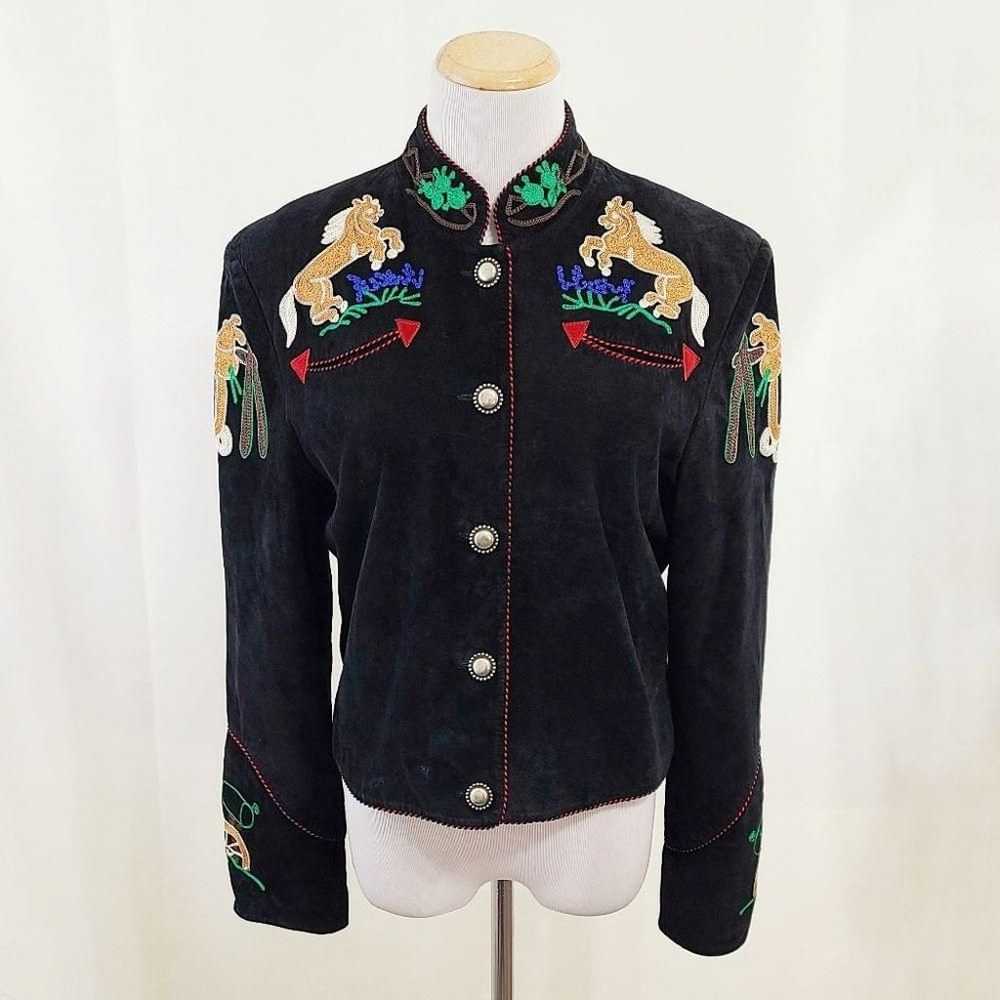 Vintage Scully embroidered suede leather jacket b… - image 1