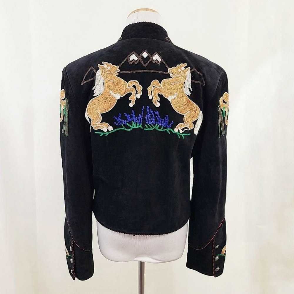 Vintage Scully embroidered suede leather jacket b… - image 3