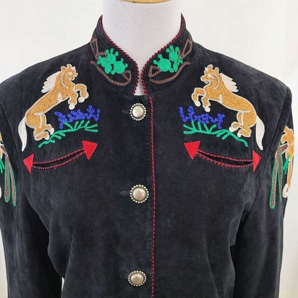Vintage Scully embroidered suede leather jacket b… - image 4