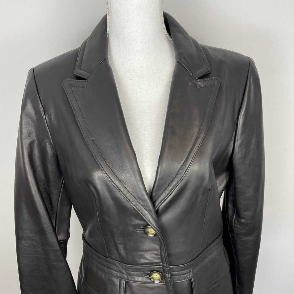 Neiman Marcus Lamb Leather Blazer Jacket In Black… - image 2