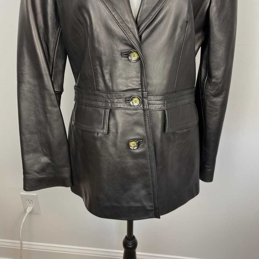 Neiman Marcus Lamb Leather Blazer Jacket In Black… - image 3