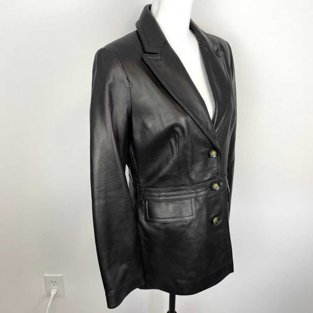Neiman Marcus Lamb Leather Blazer Jacket In Black… - image 4