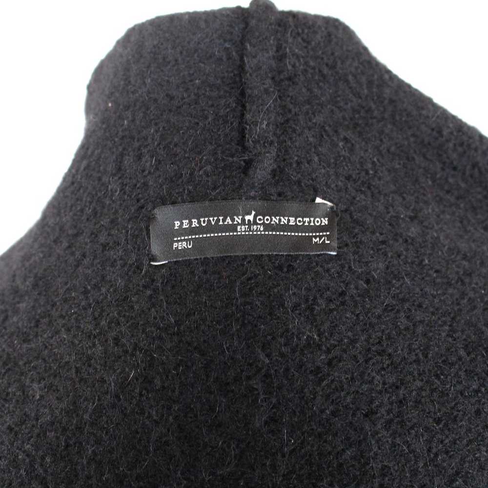 Peruvian Connection Black Hooded Knit Oversized A… - image 6