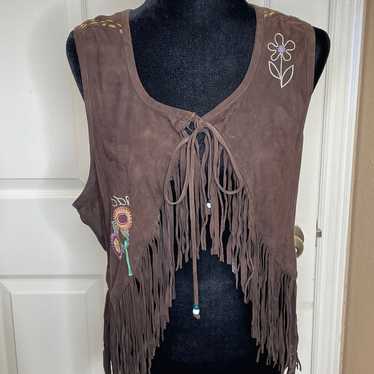 Double D Ranch chocolate brown vest, beautifully … - image 1