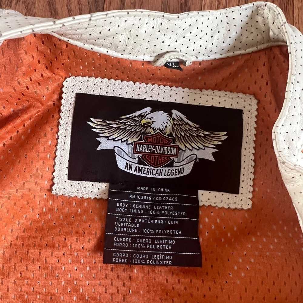 Vintage Harley Davidson Orange Cream Leather Jack… - image 5