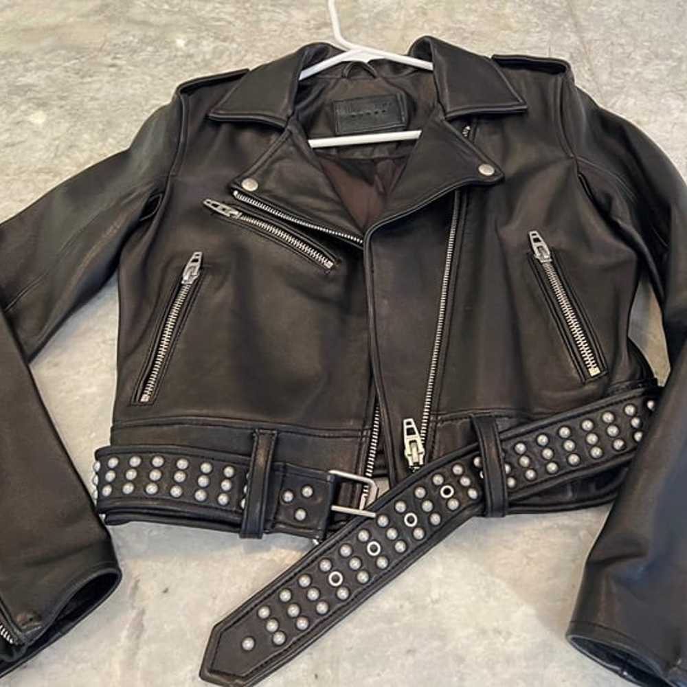 New Black NYC genuine leather studded jacket XS b… - image 2