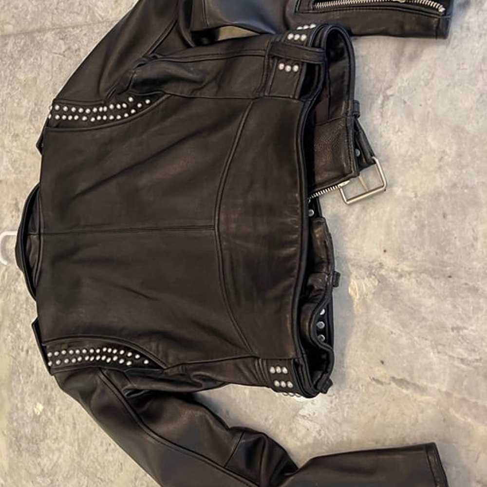New Black NYC genuine leather studded jacket XS b… - image 3