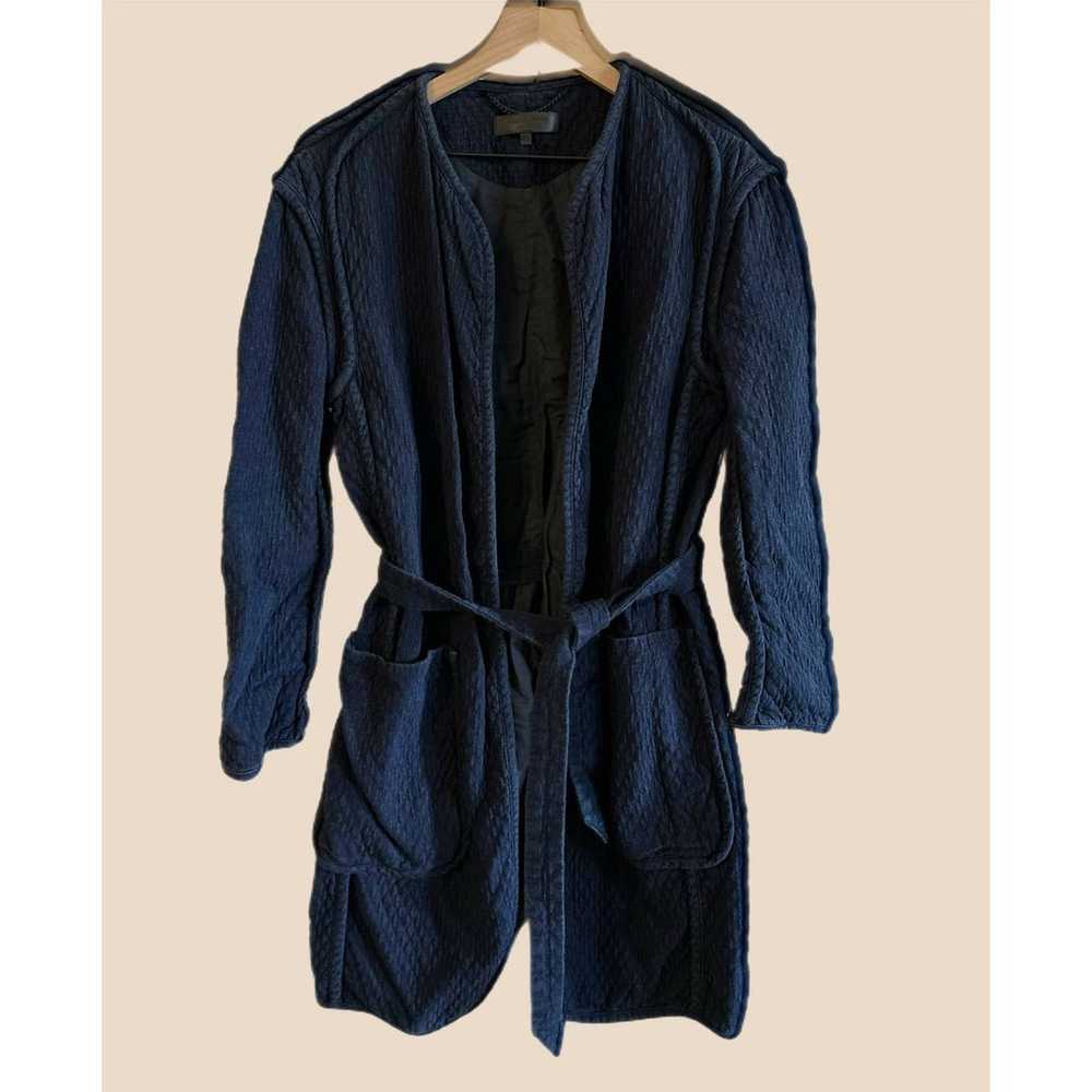Rag & Bone Navy Quilted Self Tie Liner Coat Size … - image 4