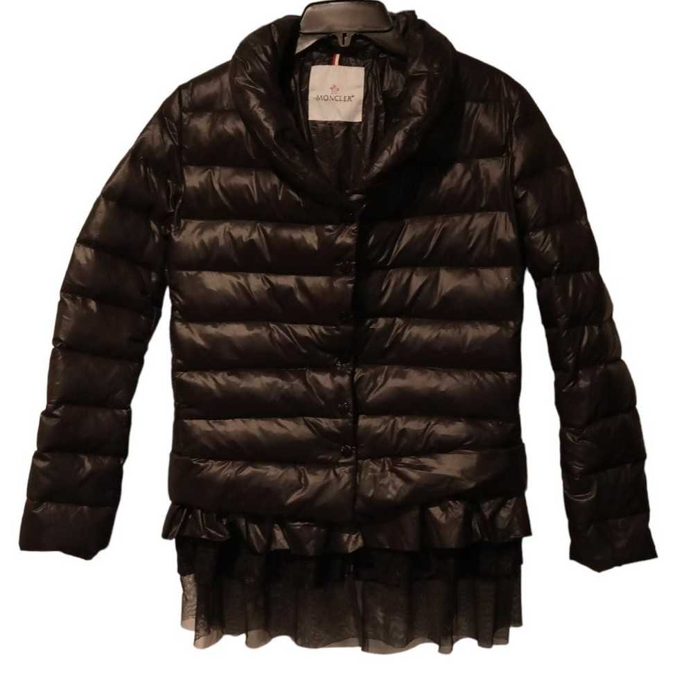 Moncler Black Down Quilted Ruffle Peplum Coat Jac… - image 1