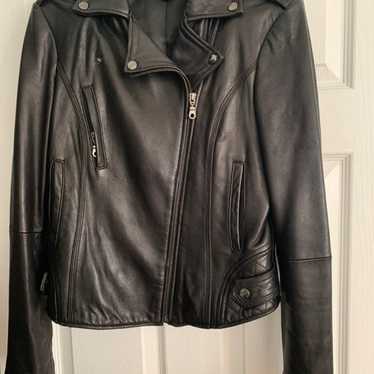 DKNY Leather Jacket- small- black