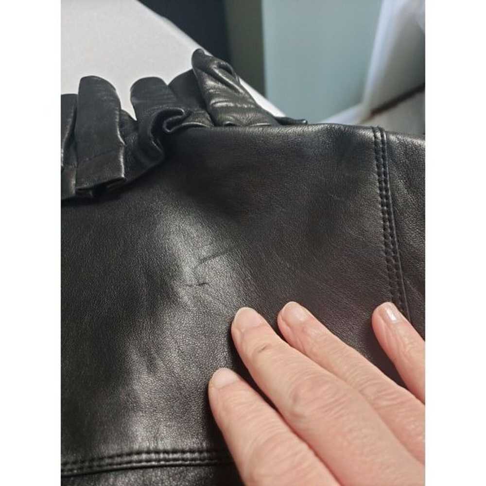DVF Fanta Ruffle Pleated Detail Leather Jacket Si… - image 4