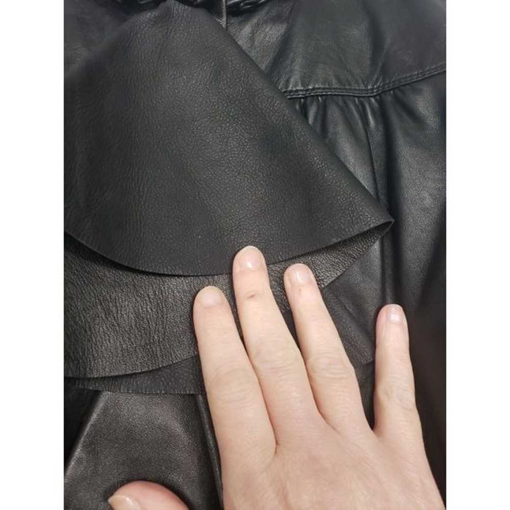 DVF Fanta Ruffle Pleated Detail Leather Jacket Si… - image 5