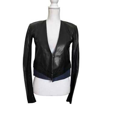 VEDA Women’s Moto Style Jacket Two Tone Black Blu… - image 1