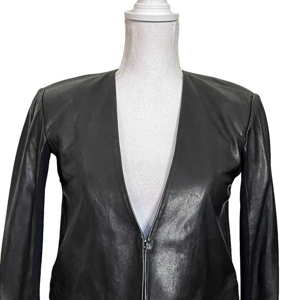 VEDA Women’s Moto Style Jacket Two Tone Black Blu… - image 2