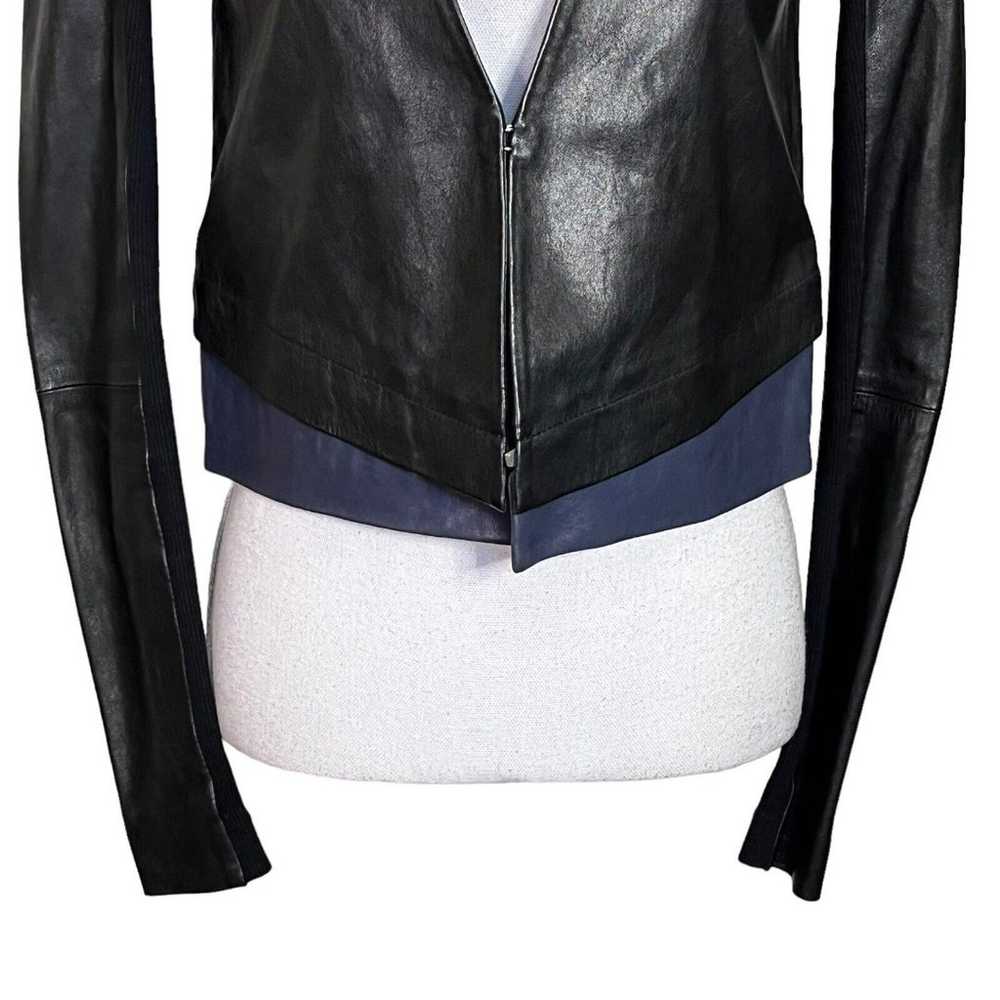 VEDA Women’s Moto Style Jacket Two Tone Black Blu… - image 3