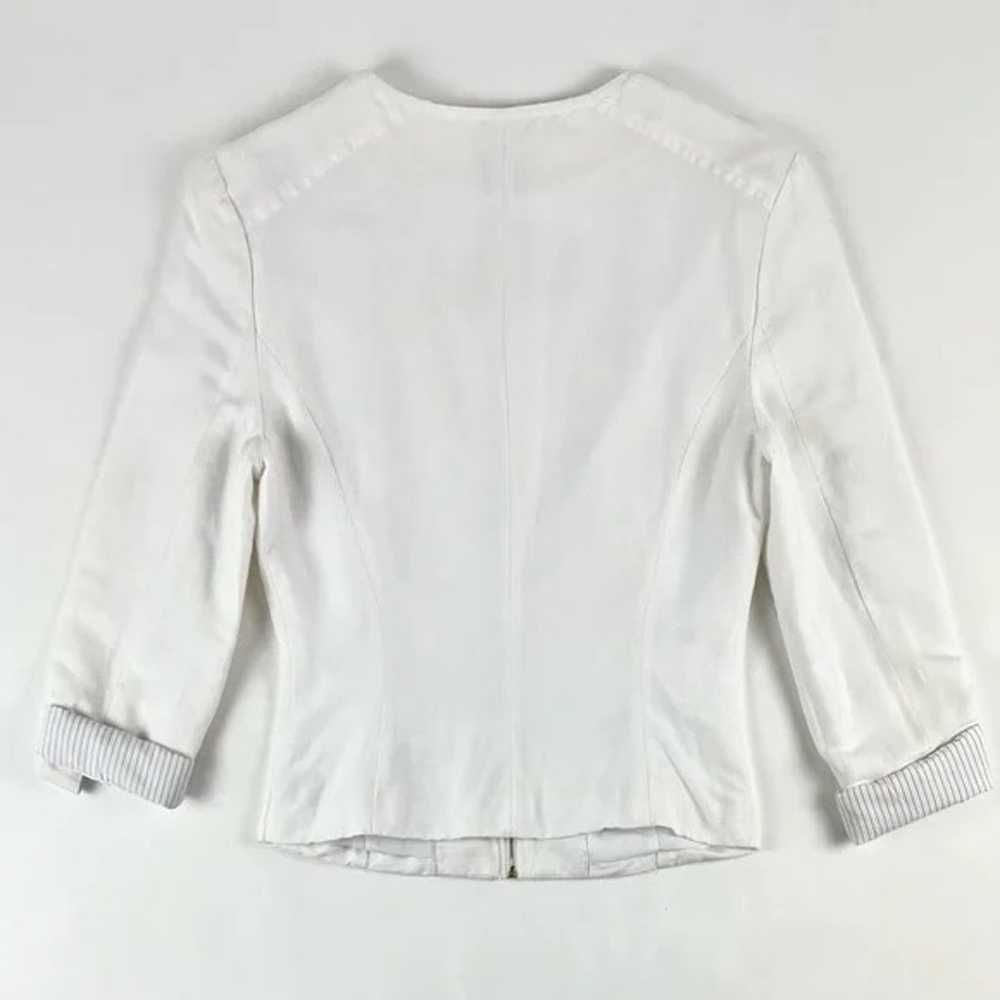 Bebe 2B White Linen Roll-Tab Sleeve Zip Jacket - image 2