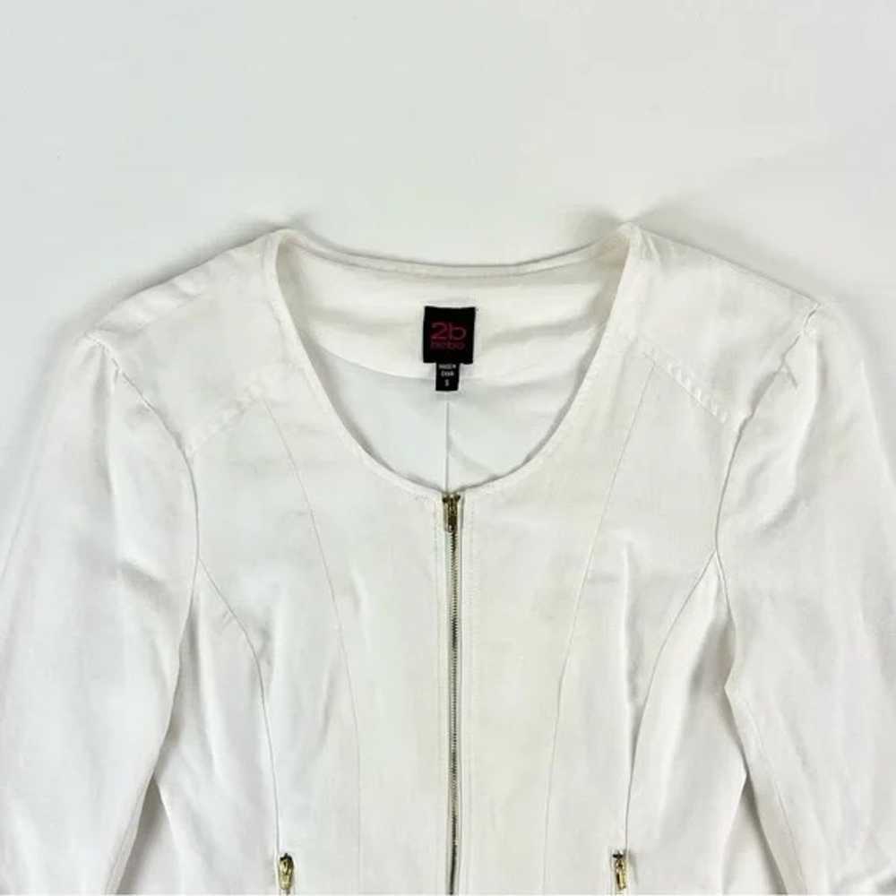 Bebe 2B White Linen Roll-Tab Sleeve Zip Jacket - image 4