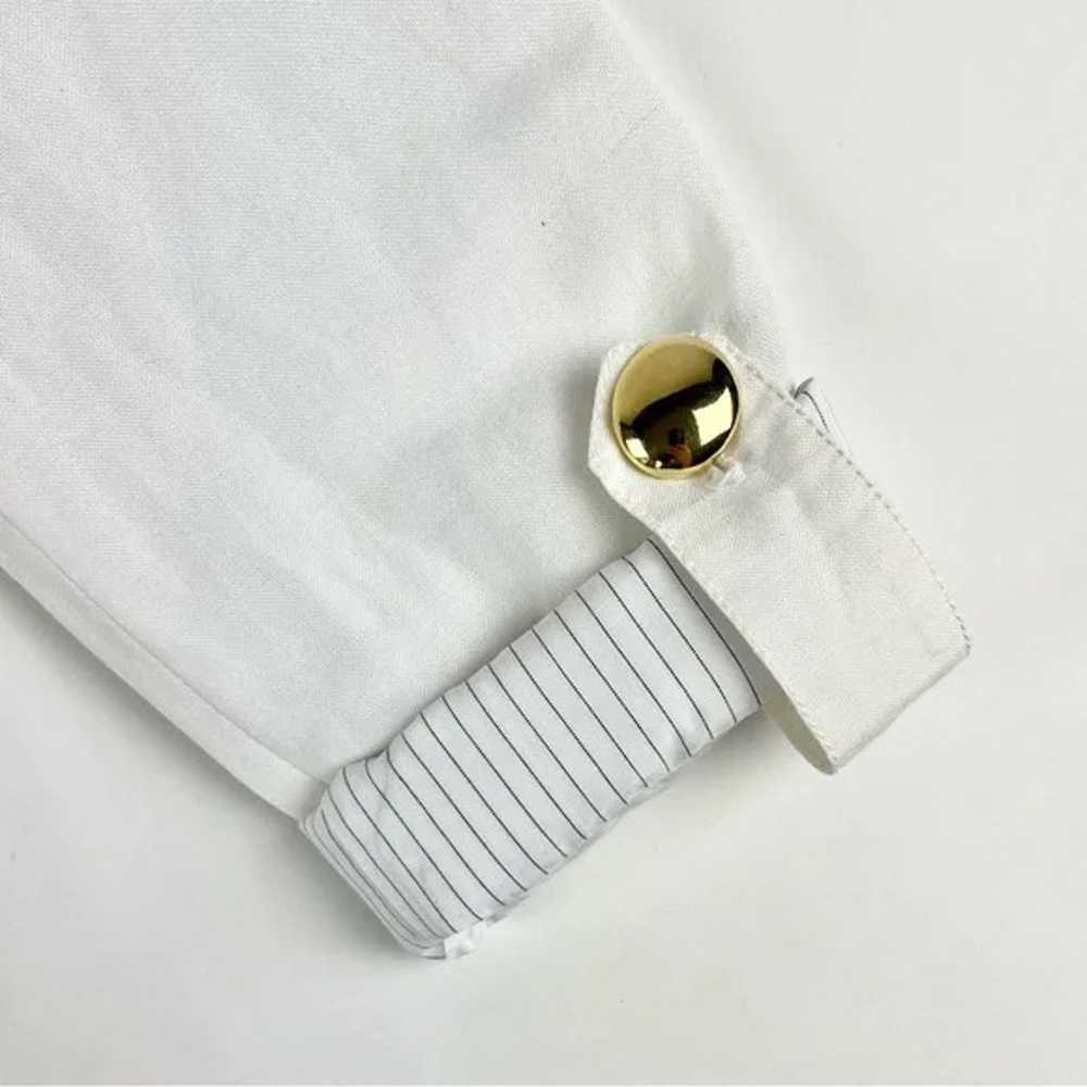 Bebe 2B White Linen Roll-Tab Sleeve Zip Jacket - image 6