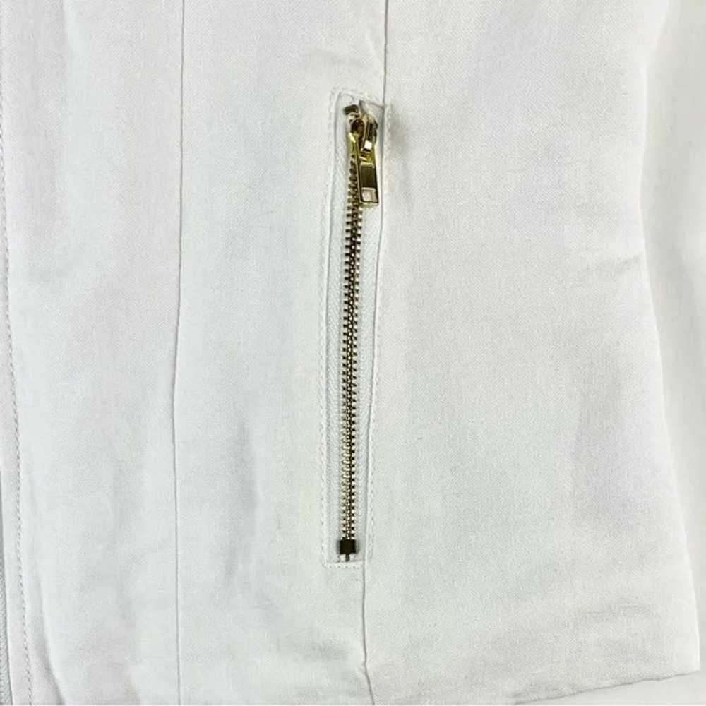 Bebe 2B White Linen Roll-Tab Sleeve Zip Jacket - image 7