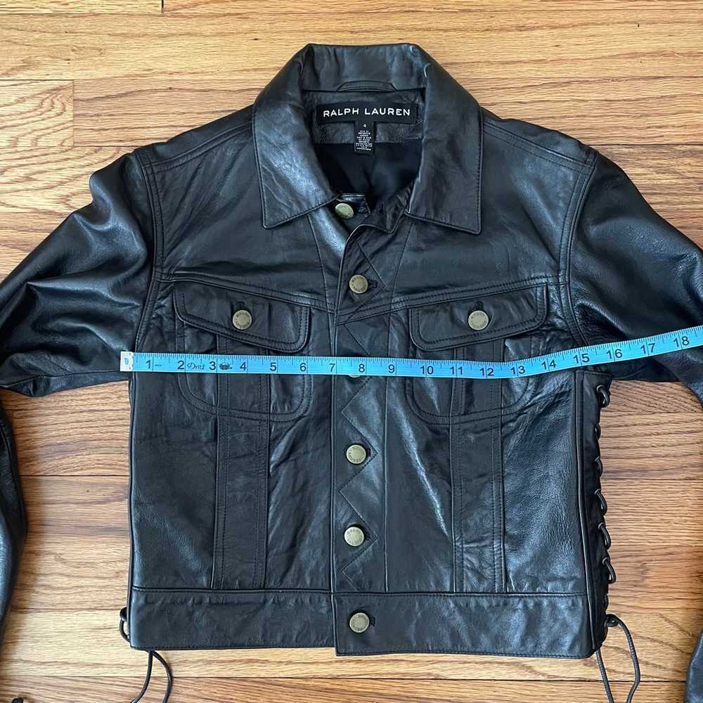 Ralph Lauren lambskin cropped leather jacket size… - image 10
