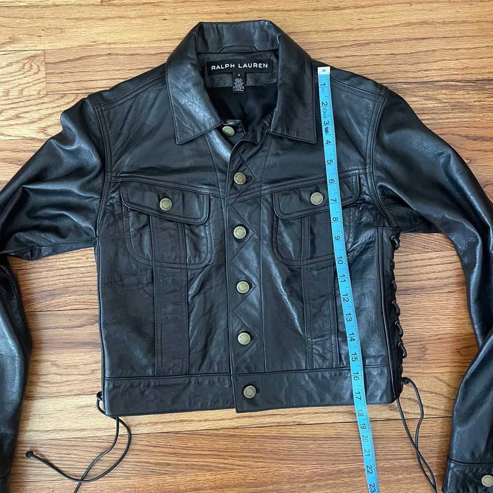 Ralph Lauren lambskin cropped leather jacket size… - image 11