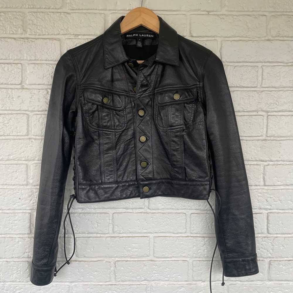 Ralph Lauren lambskin cropped leather jacket size… - image 1
