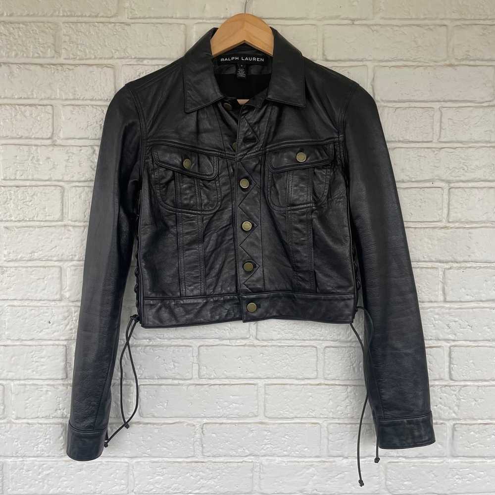 Ralph Lauren lambskin cropped leather jacket size… - image 2