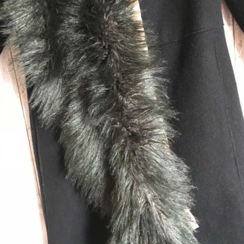 HACHE Black Faux Fur Collar Front Coat S - image 11