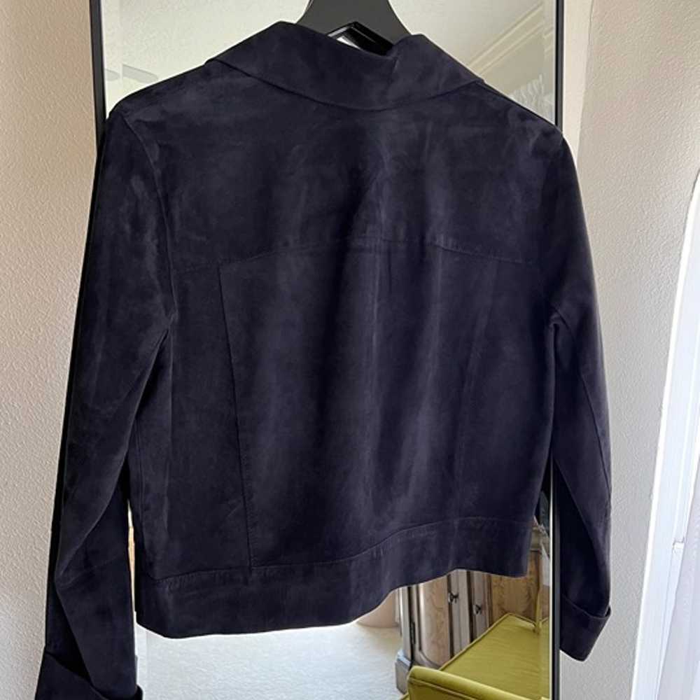 Parosh Suede Navy Buttoned Up Collared Jacket - image 3