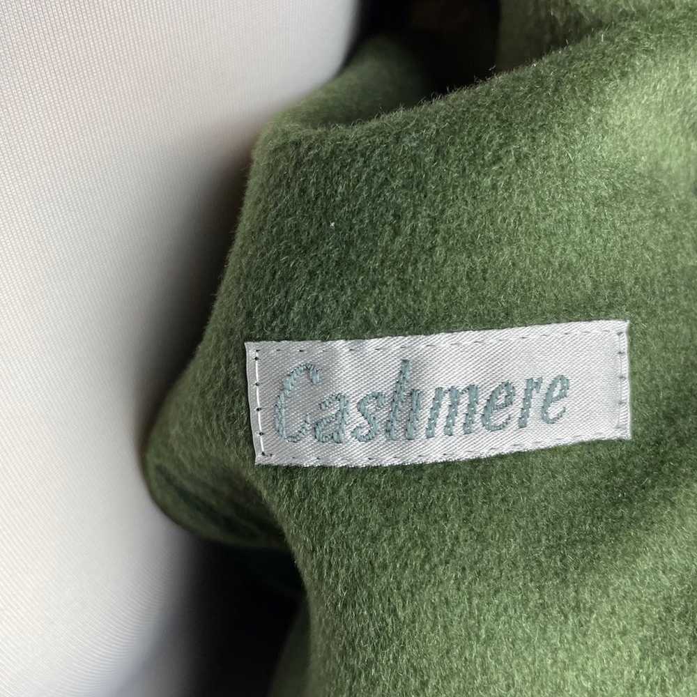 Cashmere/Lambswool Angora Fur Long Coat in Green - image 11