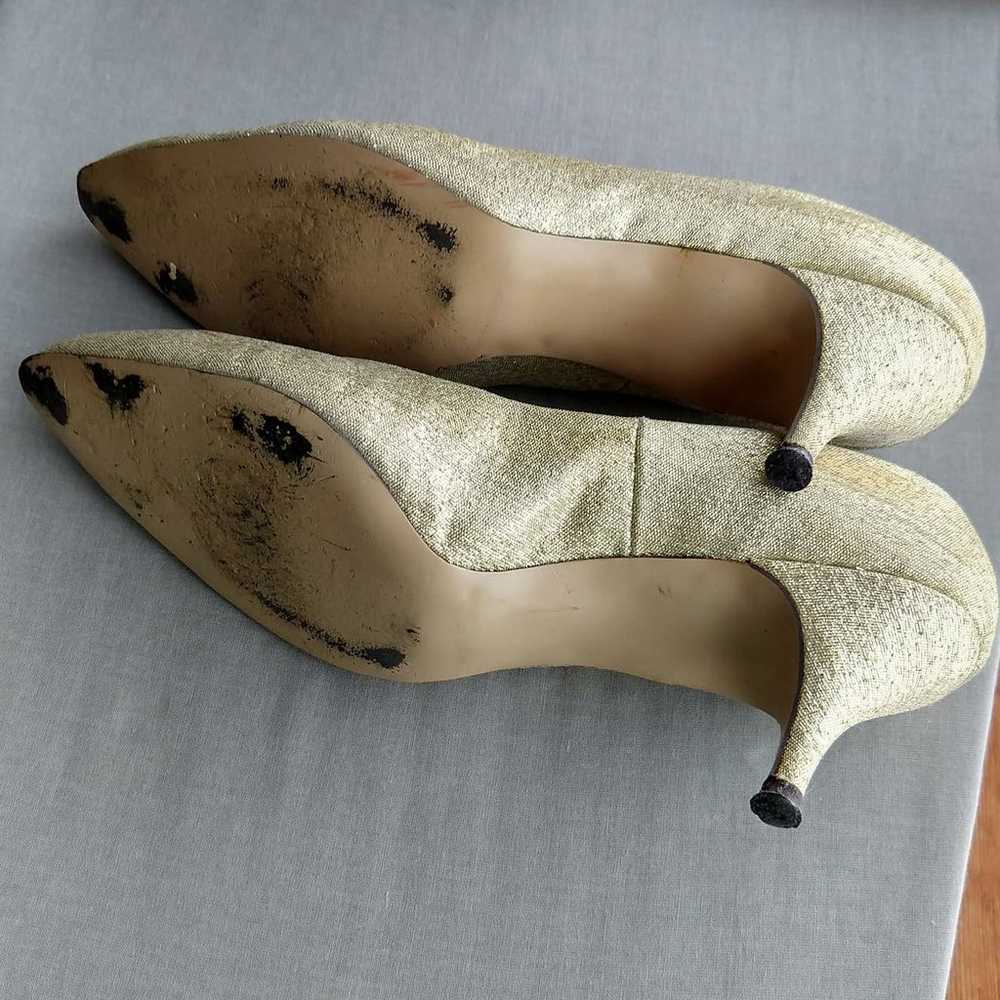 Thom McAn Gold Sparkle Pumps 2.5" heels sz 7.5 B … - image 4