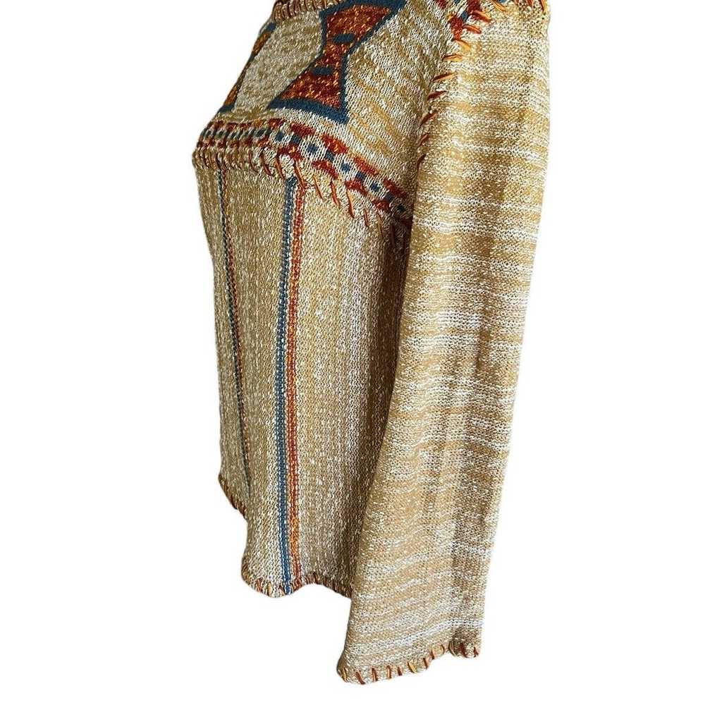 Vintage PENROSE Boho Hippie Knit Sweater Top Azte… - image 7