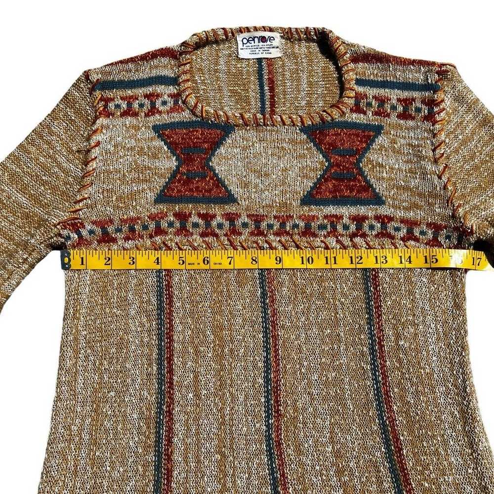 Vintage PENROSE Boho Hippie Knit Sweater Top Azte… - image 9