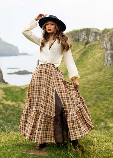 Joyfolie Annah Skirt in Clove Plaid