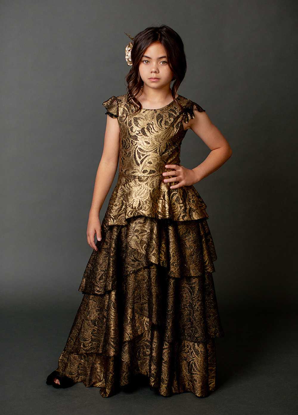 Joyfolie Azalea Dress in Gold Lace - image 3