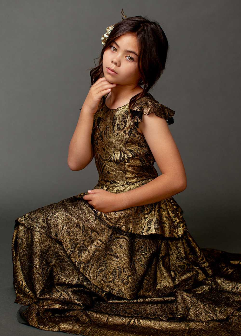 Joyfolie Azalea Dress in Gold Lace - image 4