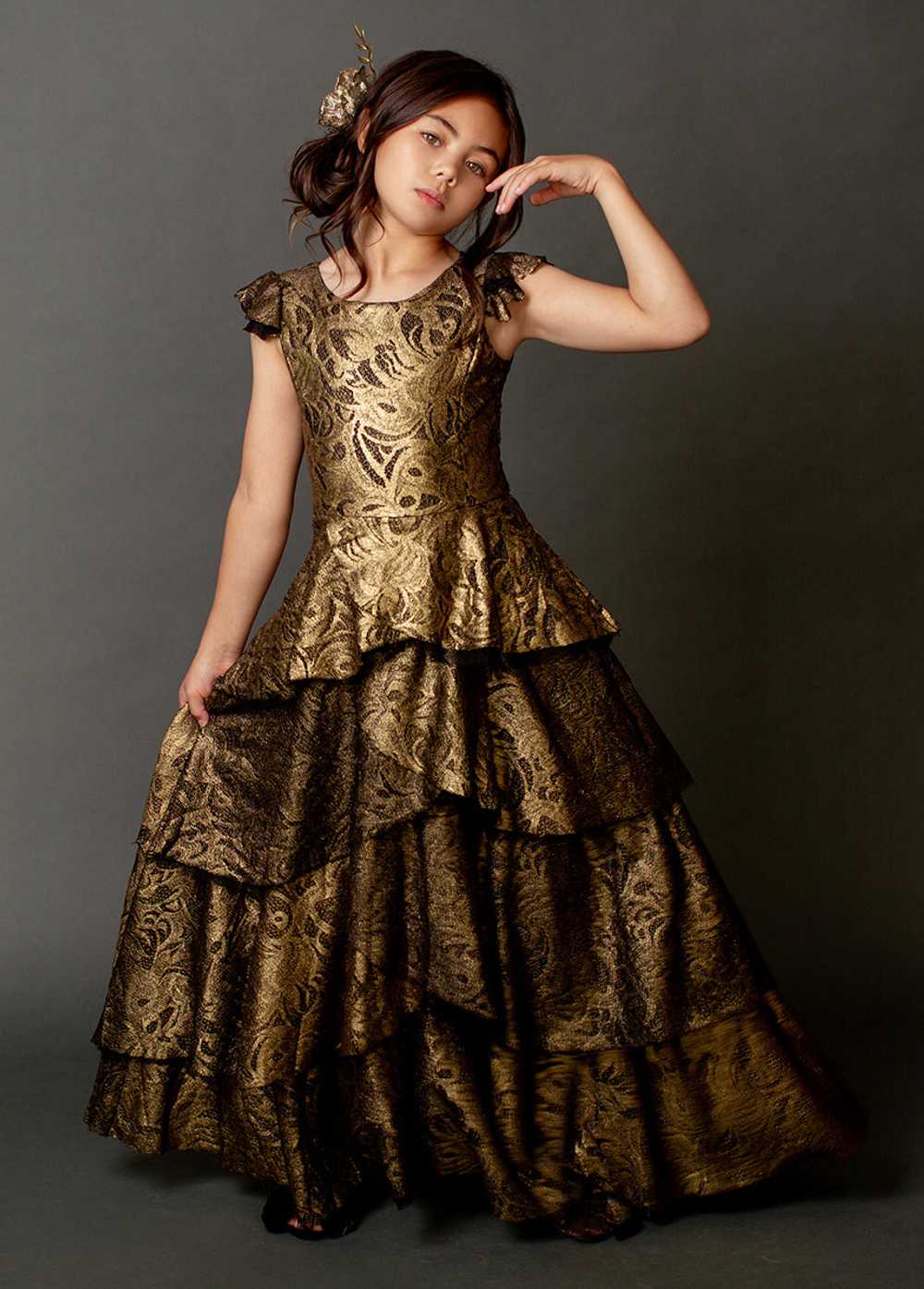 Joyfolie Azalea Dress in Gold Lace - image 5