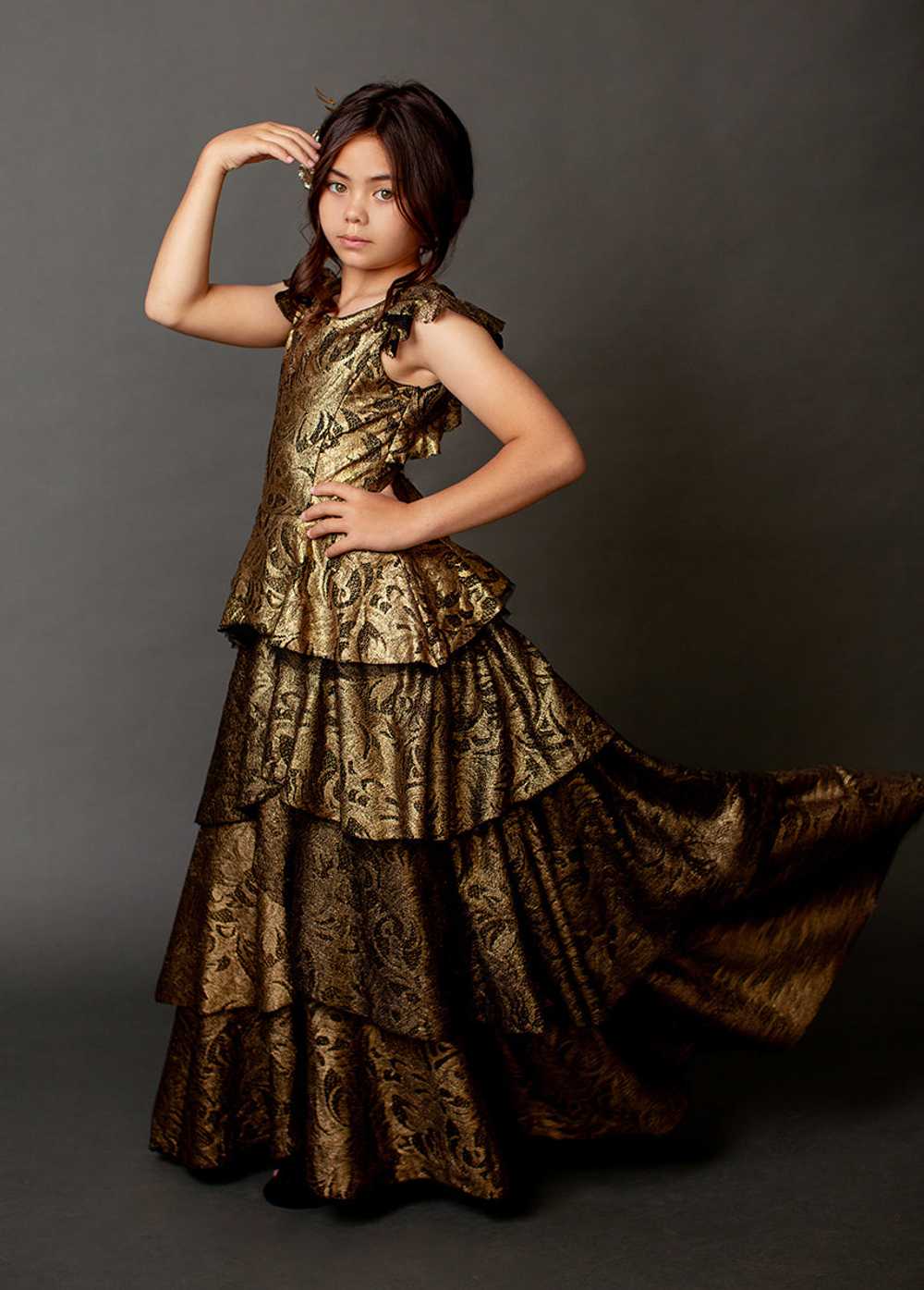 Joyfolie Azalea Dress in Gold Lace - image 6