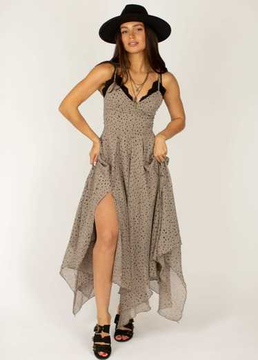 Joyfolie Athena Dress in Dark Taupe Dot