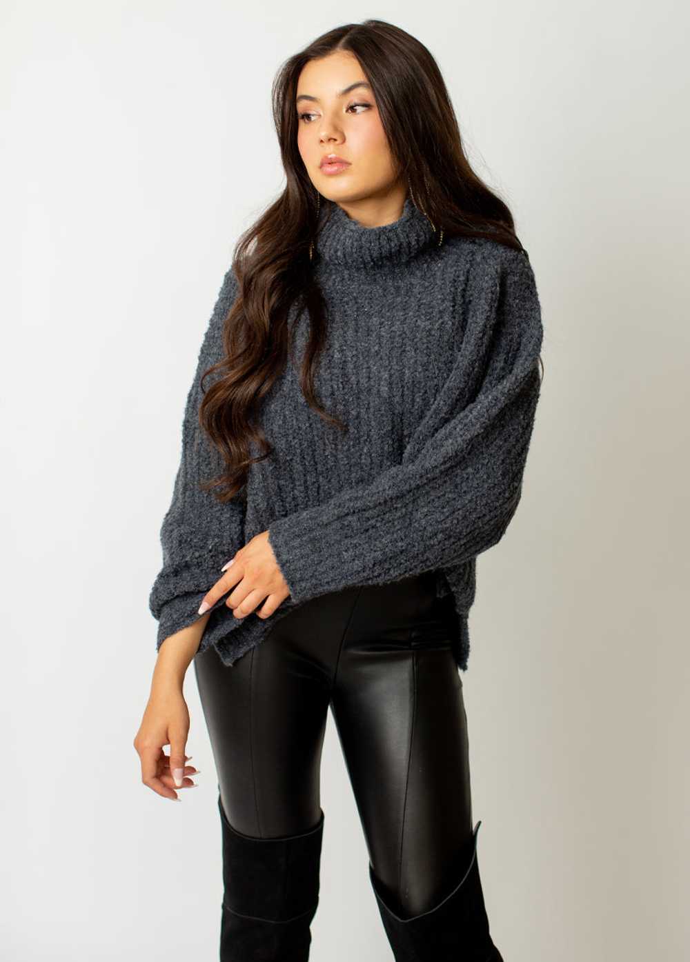 Joyfolie Kenzie Sweater in Heather Slate - image 3