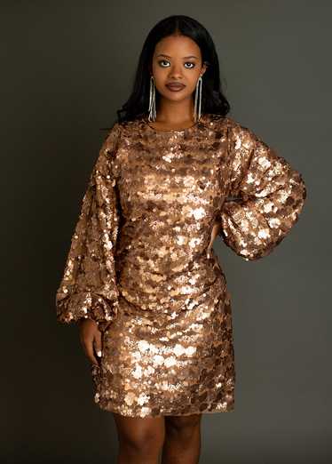 Joyfolie Donatella Short Dress in Bronze
