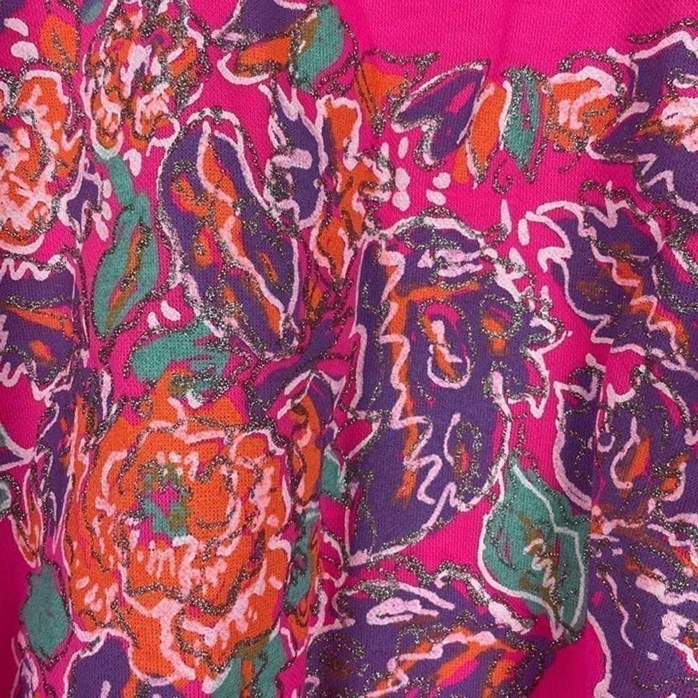 Vintage Linda Lori Hot Pink Floral Puffy Paint Co… - image 4
