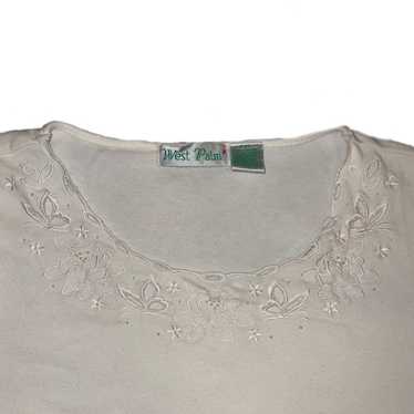 Vintage beaded embroidered white shirt