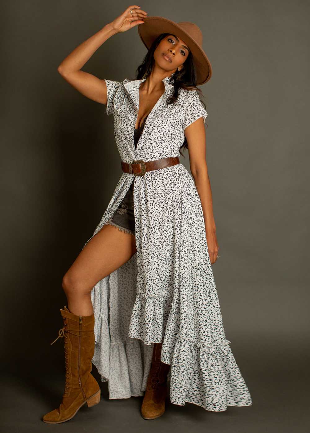 Joyfolie Courtney Dress in Cream Speckle - image 5