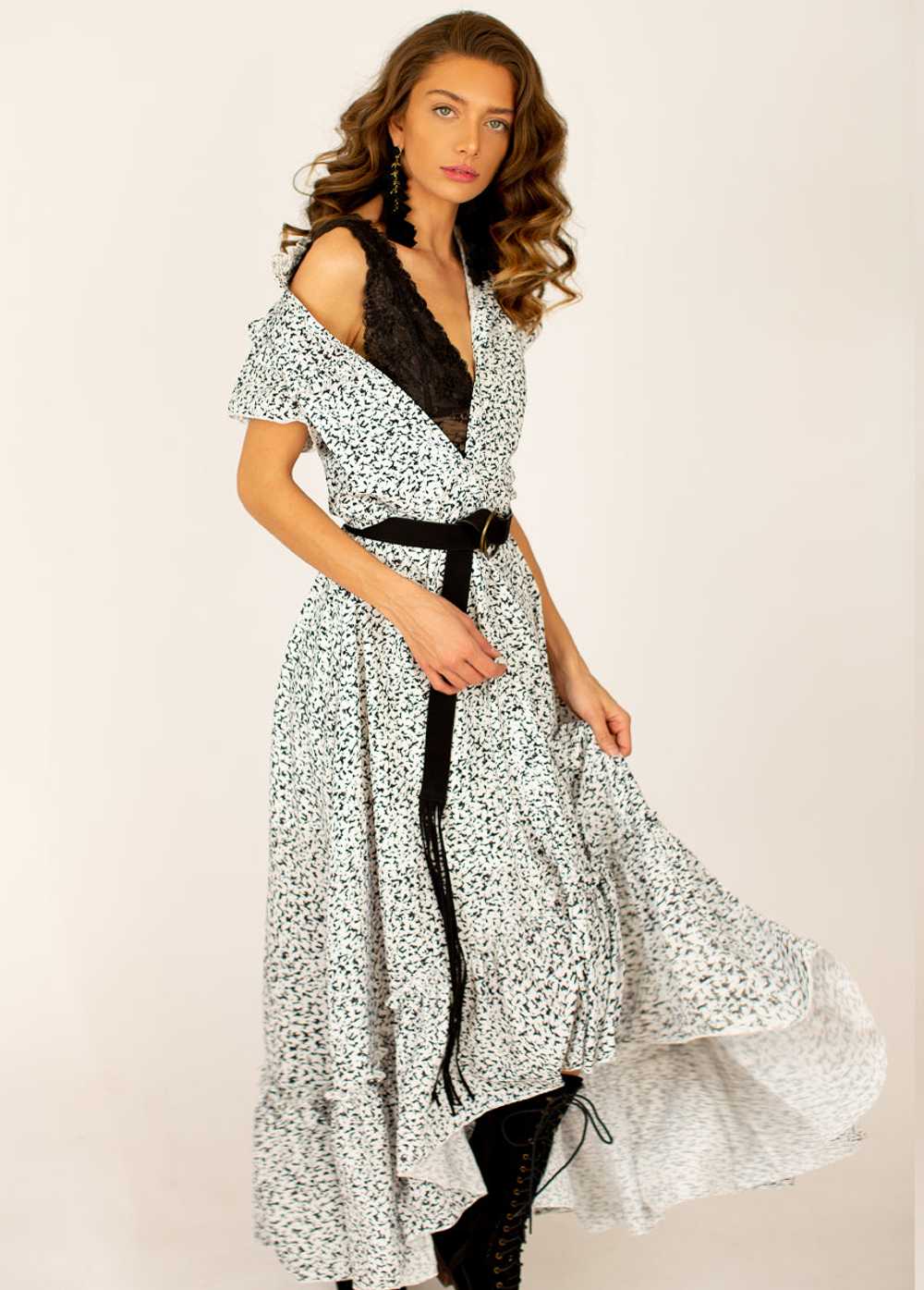 Joyfolie Courtney Dress in Cream Speckle - image 6