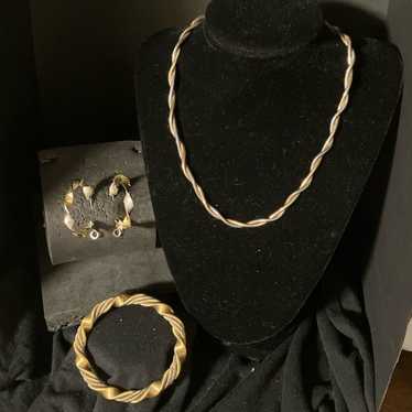 Silver and Gold Twisted Necklace Set