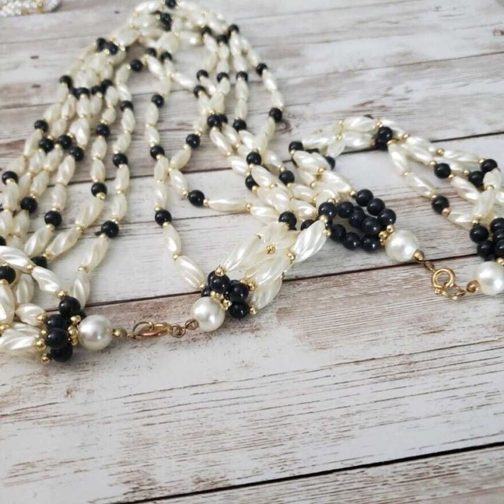 Vintage Necklace & Bracelet Set - Cream, Gold Ton… - image 4