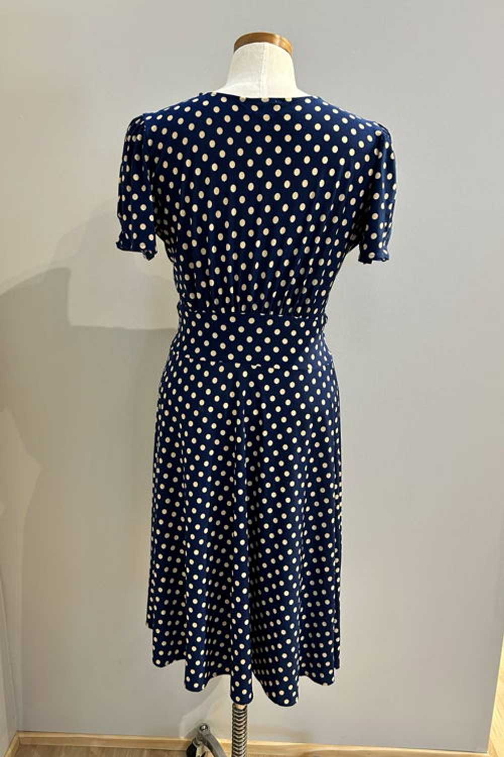 Karina Dresses Megan Navy with Taupe Polka Dots - image 2